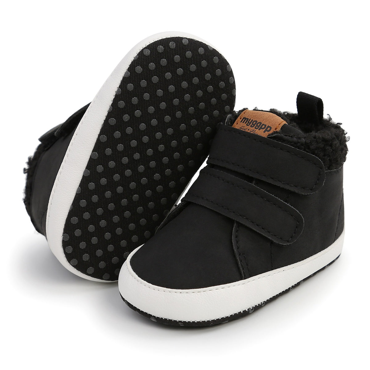 Light brown high-top baby shoes by eprolo, designed for autumn and winter, with warm lining and walking support.