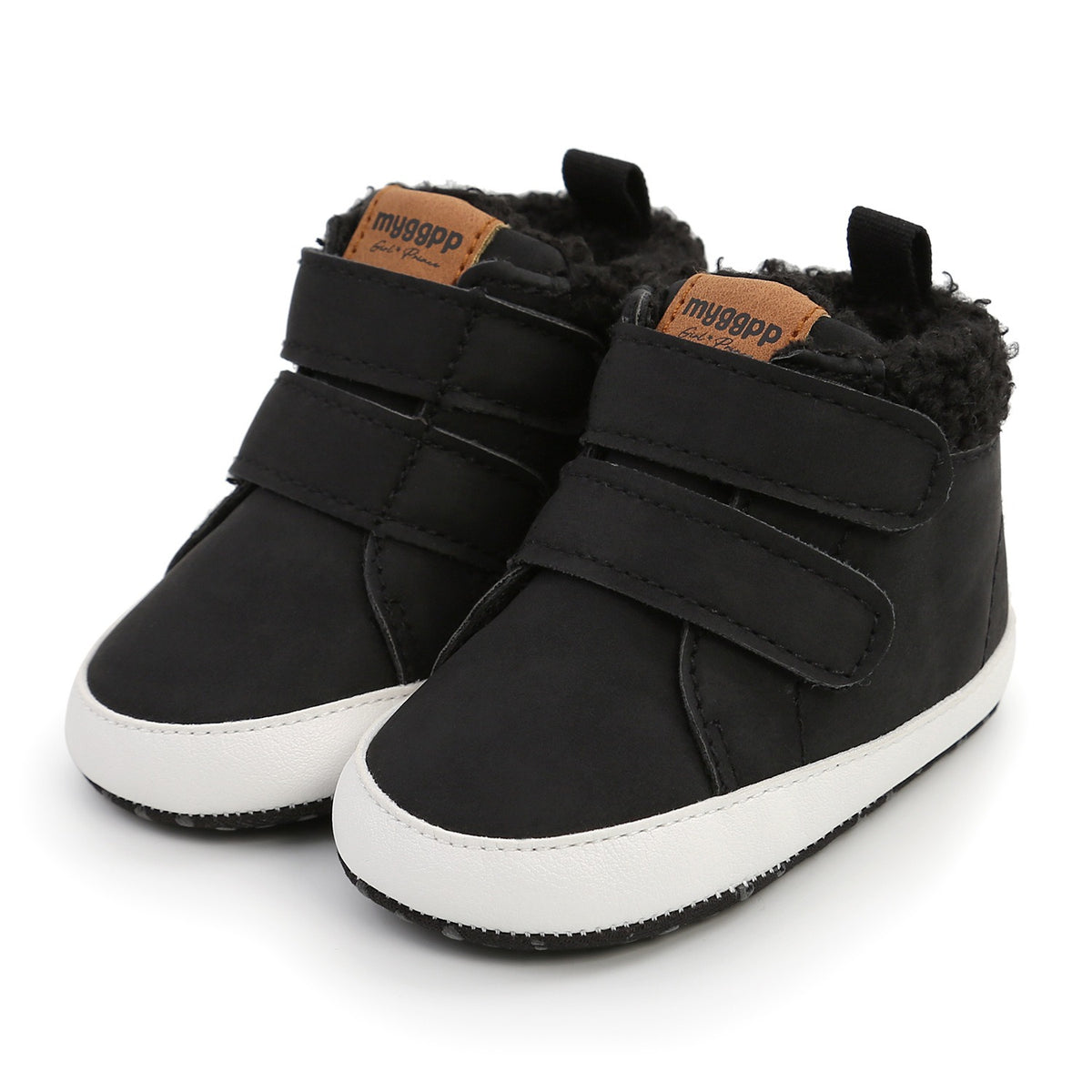 Light brown high-top baby shoes by eprolo, warm winter walking shoes for infants, 11cm size, suitable for autumn and winter.