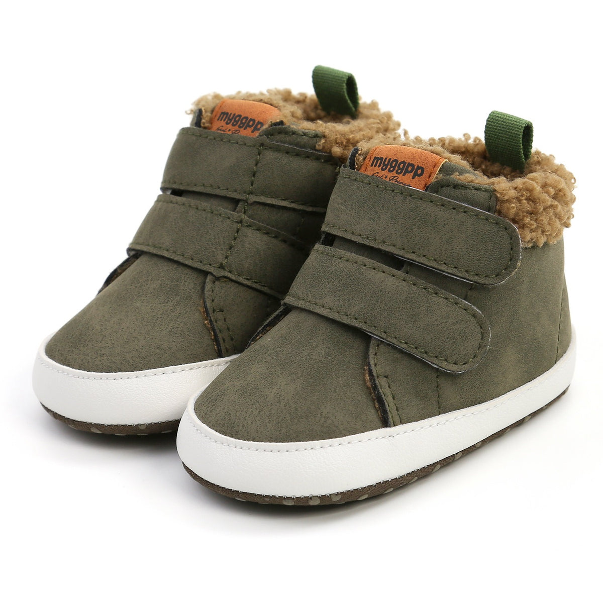 Light brown eprolo high top baby shoes, 11cm, warm winter walking shoes for infants, designed for autumn and winter wear.