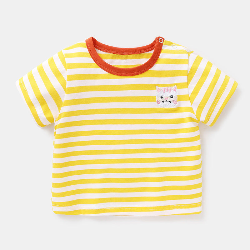 Pink soft cotton short-sleeve baby tee by eprolo, size 73cm, featuring a comfortable and gentle fabric for infants.