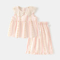 Red floral lace collar set for infants, Cozy Cub Baby Doll outfit by eprolo, soft and sweet baby girl clothing with floral details.