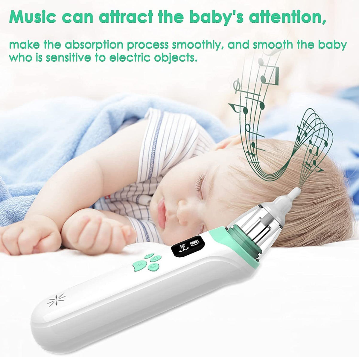 White Cozy Cub electric baby nasal aspirator by eprolo, gentle infant nose cleaner for easy nasal relief.