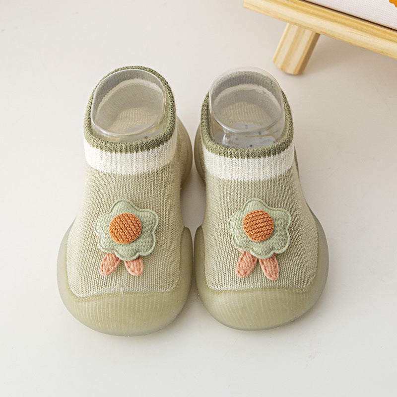 Eprolo yellow baby toddler shoes for spring and summer, non-slip, wear-resistant cartoon socks shoes for boys and girls.