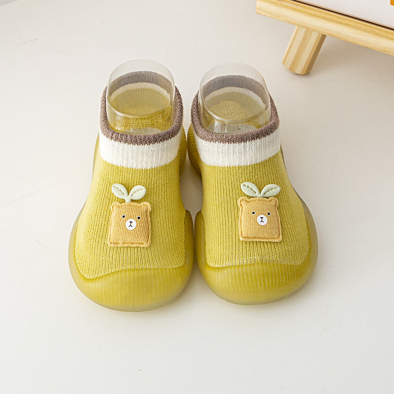 Eprolo yellow toddler shoes for spring and summer, non-slip, wear-resistant cartoon sock shoes for boys and girls, 11.5cm.
