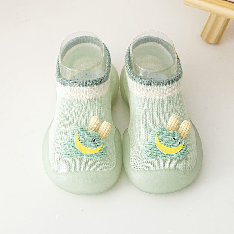 Eprolo yellow baby toddler shoes for spring and summer, non-slip wear-resistant cartoon socks shoes for boys and girls, 11.5cm