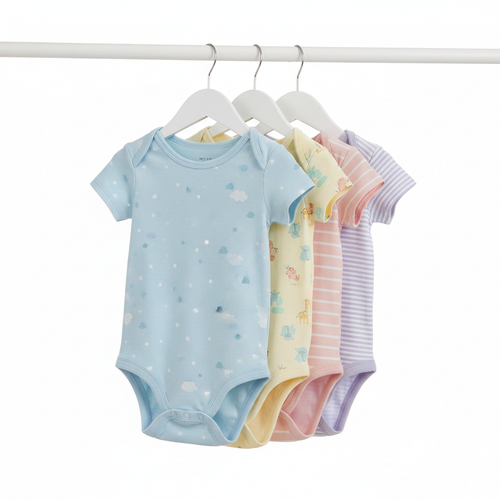 Cozy Cub Infant Bodysuit Set on hanger